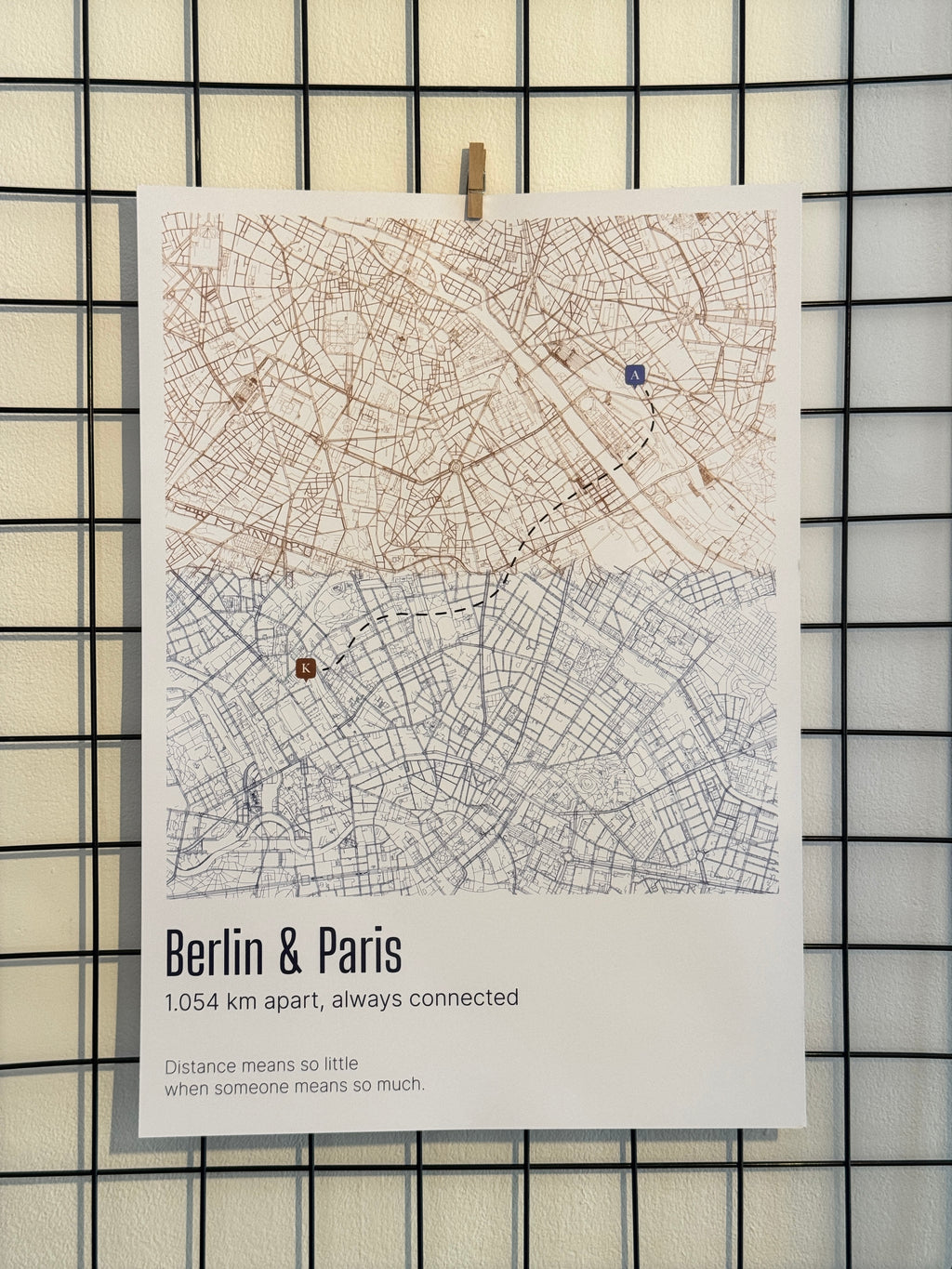 Custom Connected Cities Map (Distance means so little) Design 2 / 40% Off for 2+ Printed Maps Bundle