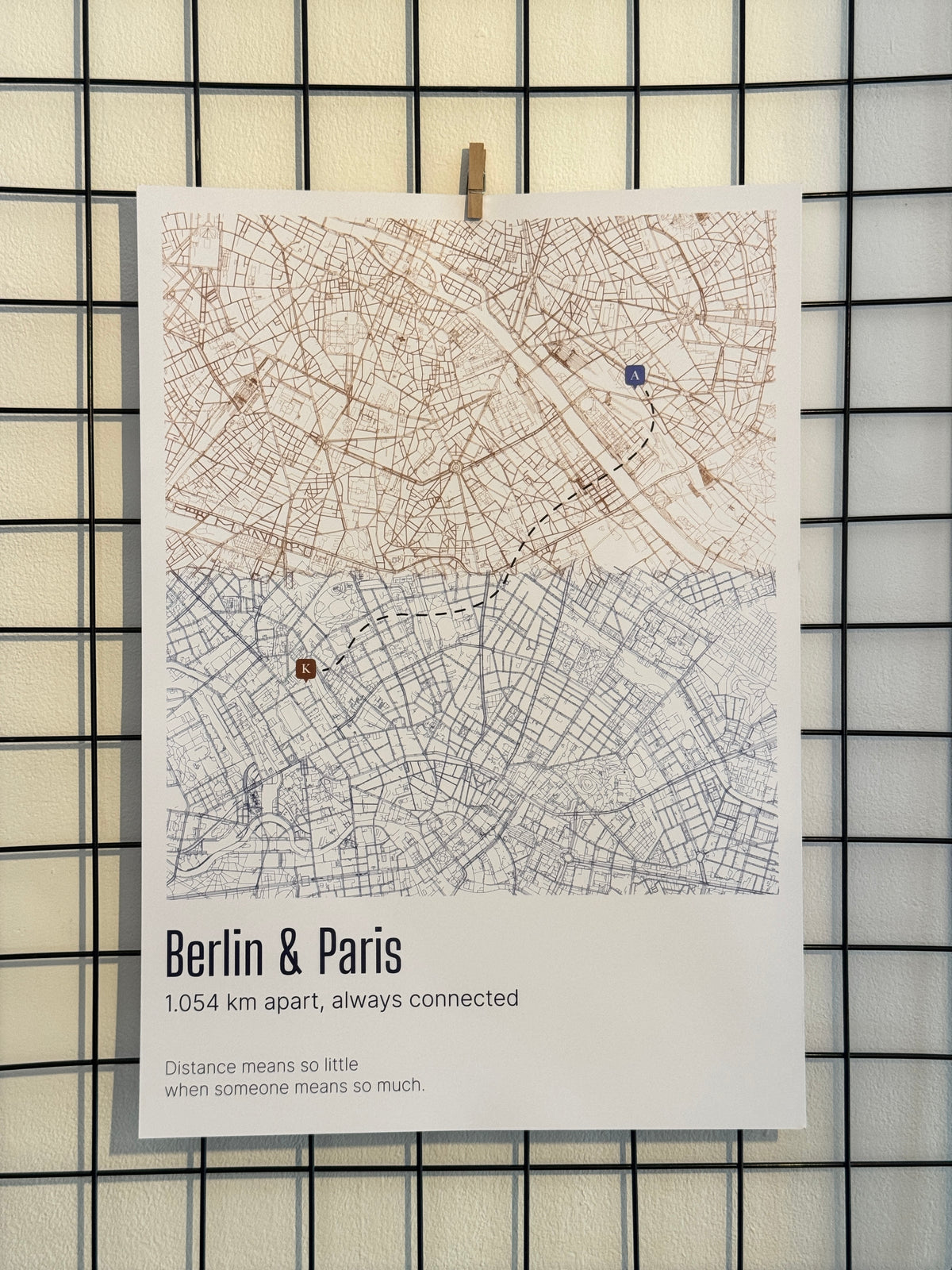 Custom Connected Cities Map (Distance means so little) Design 2 / 40% Off for 2+ Printed Maps Bundle