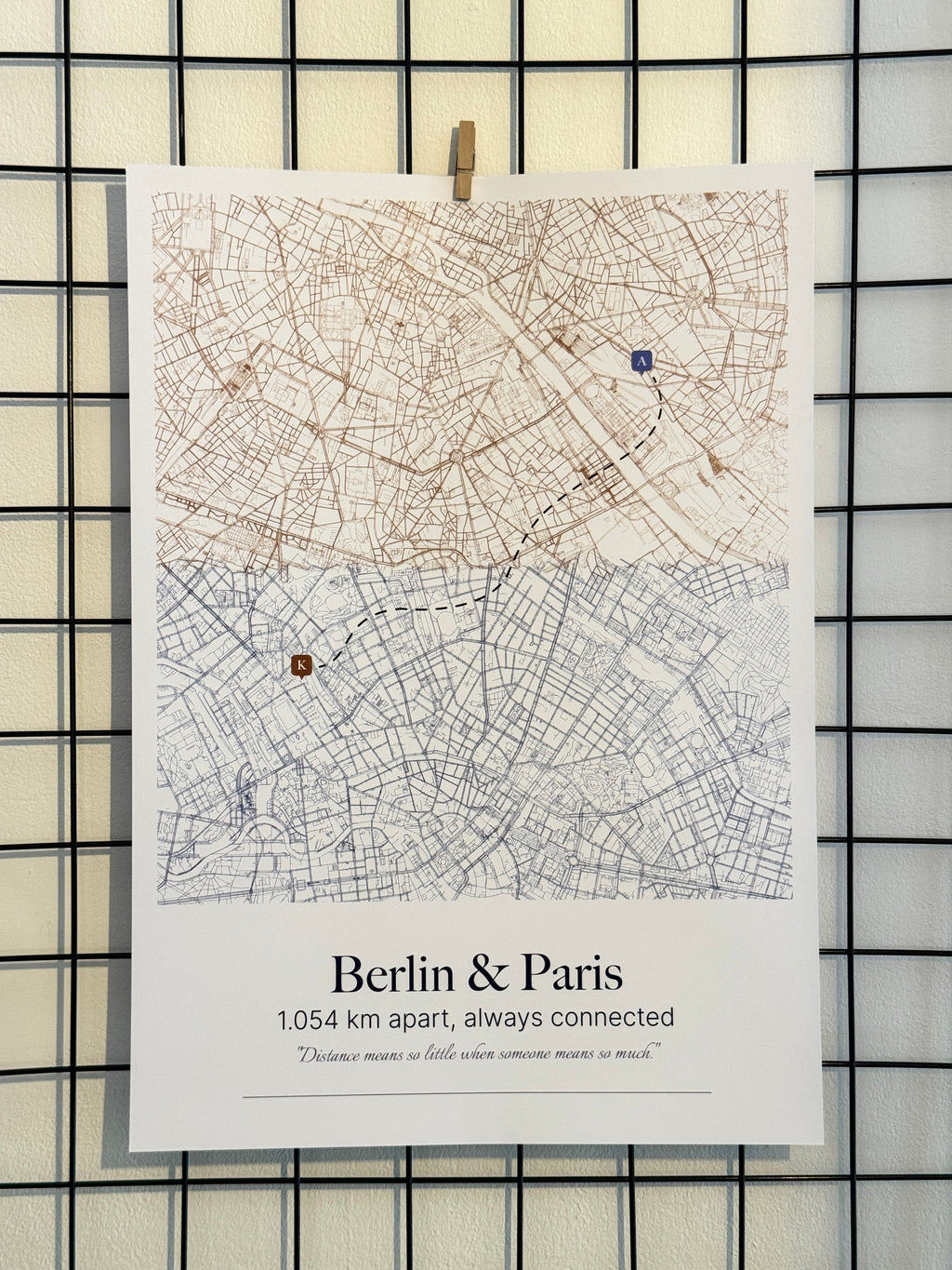 Custom Connected Cities Map (Distance means so little) Design 1 / 40% Off for 2+ Printed Maps Bundle