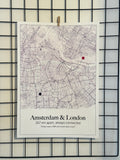 Custom Overlaid Cities Map (Distance means so little) Design 1 / 40% Off for 2+ Printed Maps Bundle