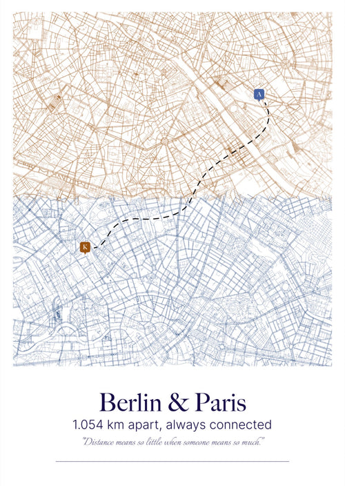 Custom Connected Cities Map (Distance means so little) Design 1 / 40% Off for 2+ Printed Maps Bundle