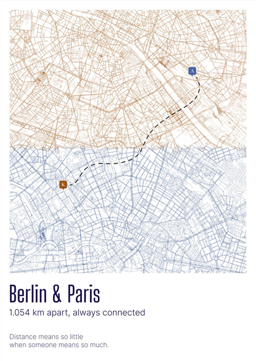 Custom Connected Cities Map (Distance means so little) Design 2 / 40% Off for 2+ Printed Maps Bundle